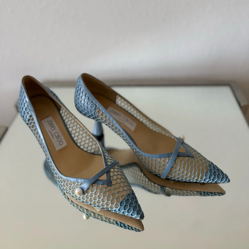 Jimmy Choo Rosalia 65 mesh and leather pumps